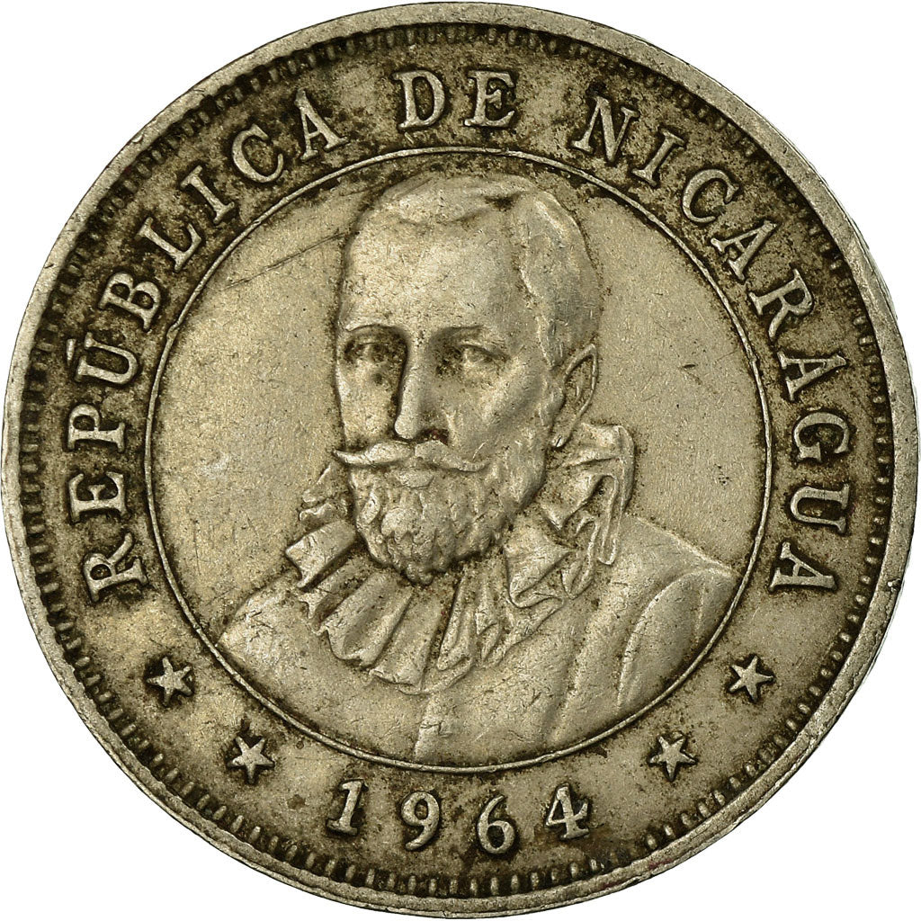 Moneda, Nicaragua, 25 Centavos, 1964, MBC, Cobre - níquel, KM:18.2