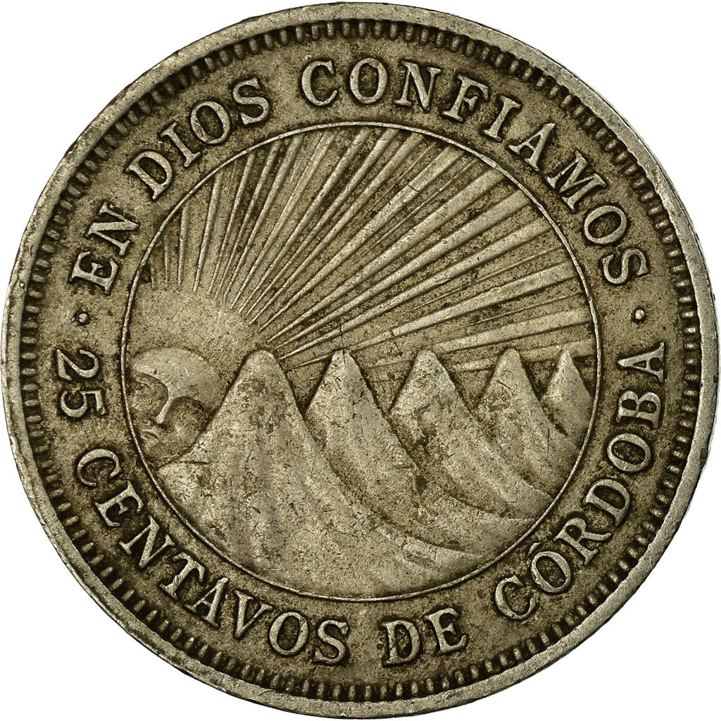 Moneda, Nicaragua, 25 Centavos, 1964, MBC, Cobre - níquel, KM:18.2