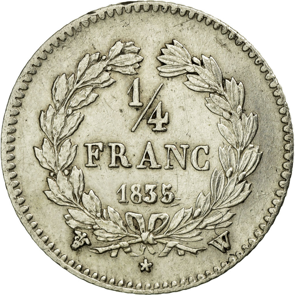 Coin, France, Louis-Philippe, 1/4 Franc, 1835, Lille, AU(55-58), Silver