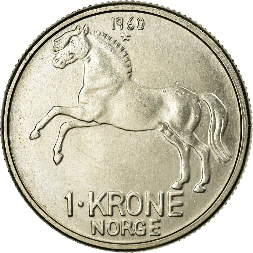 Coin, Norway, Olav V, Krone, 1960, EF(40-45), Copper-nickel, KM:409
