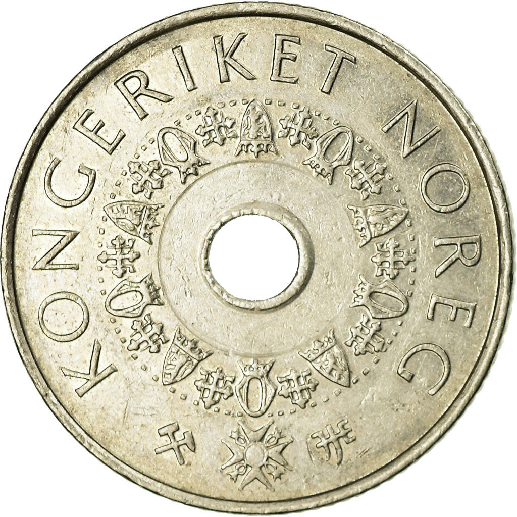 Coin, Norway, Harald V, 5 Kroner, 1999, EF(40-45), Copper-nickel, KM:463