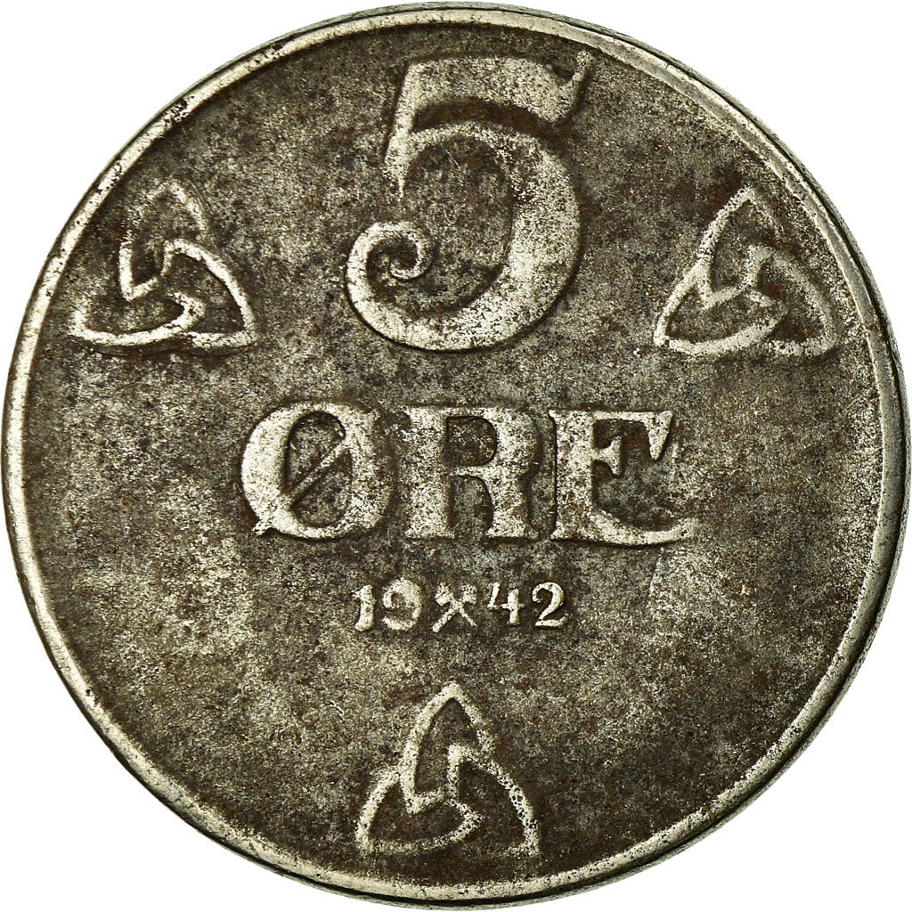 Coin, Norway, Haakon VII, 5 Öre, 1942, VF(30-35), Iron, KM:388