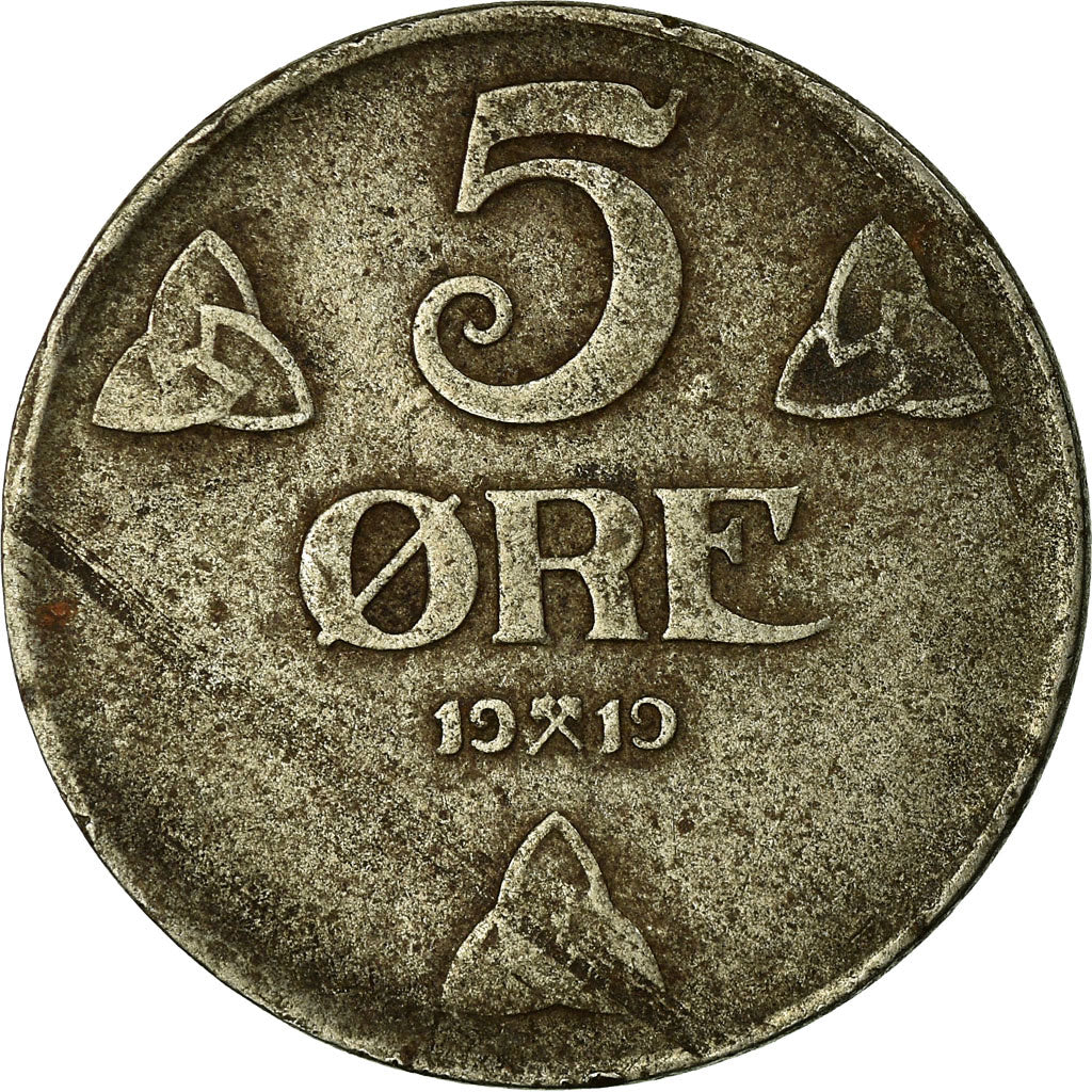 Coin, Norway, Haakon VII, 5 Öre, 1919, VF(20-25), Iron, KM:368a