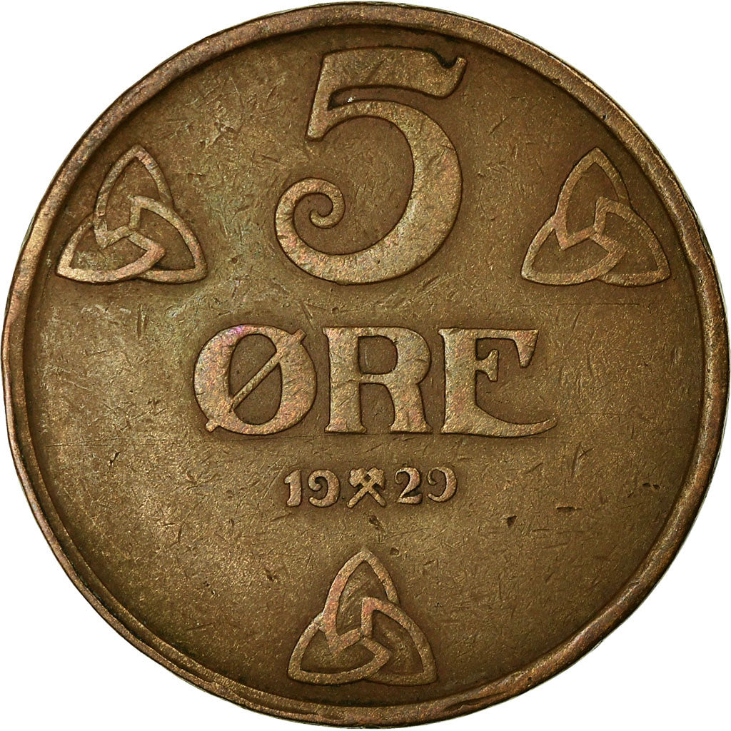 Monnaie, Norvège, Haakon VII, 5 Öre, 1929, Kongsberg, TB+, Bronze, KM:368
