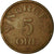 Moneda, Noruega, Haakon VII, 5 Öre, 1952, Kongsberg, MBC, Bronce, KM:368