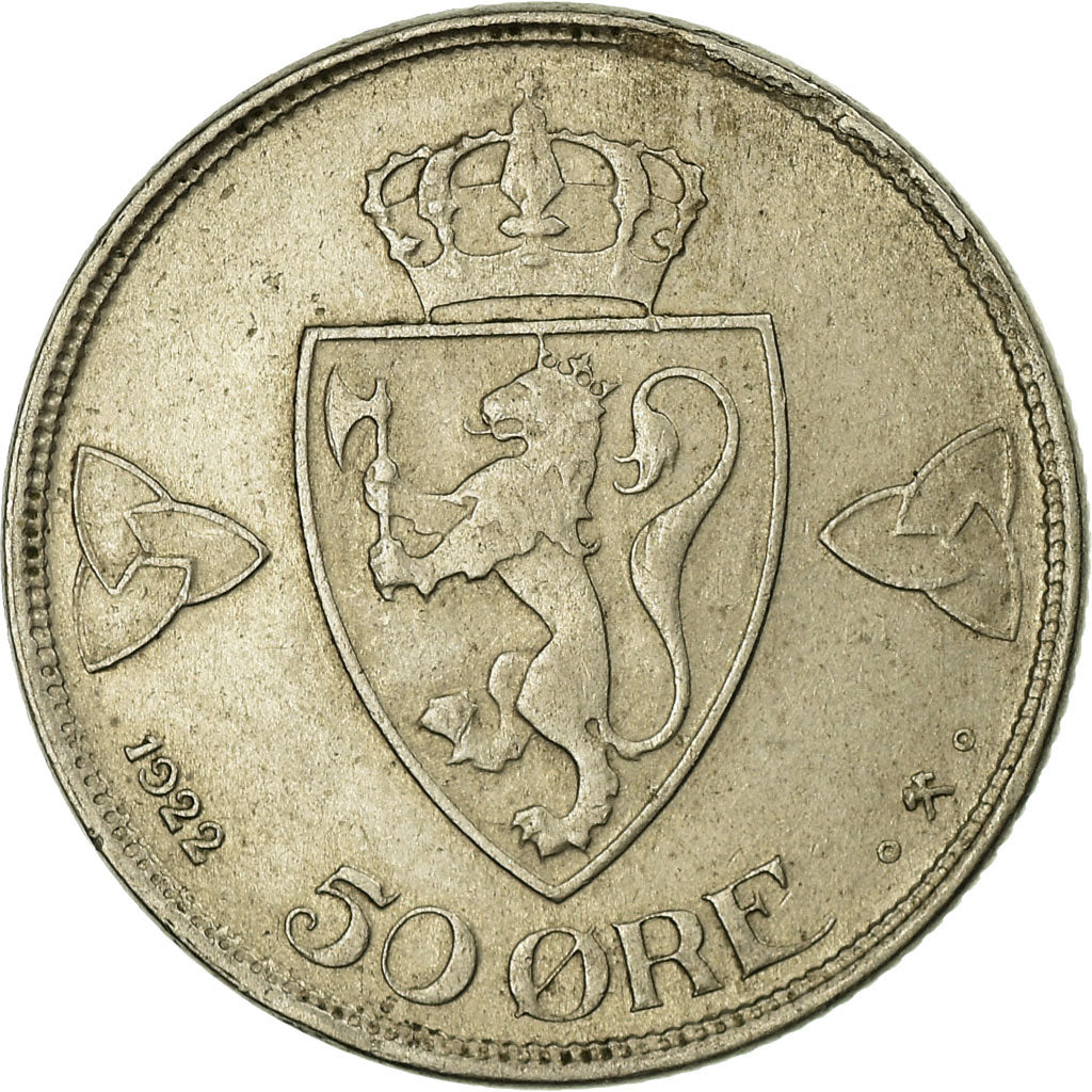 Münze, Norwegen, Haakon VII, 50 Öre, 1922, SS, Copper-nickel, KM:379