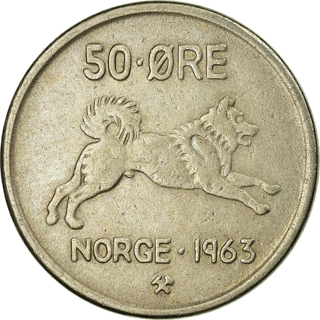 Münze, Norwegen, Olav V, 50 Öre, 1963, SS, Copper-nickel, KM:408