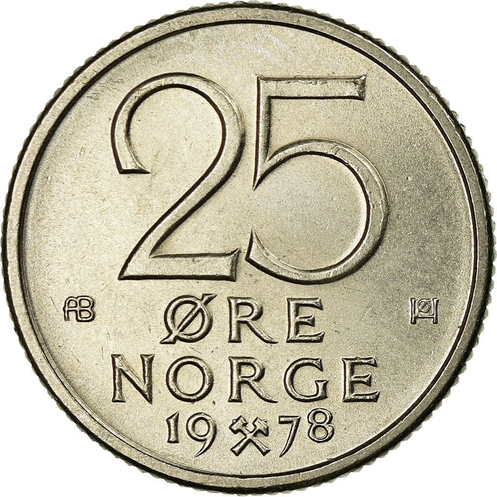 Moneda, Noruega, Olav V, 25 Öre, 1978, MBC, Cobre - níquel, KM:417
