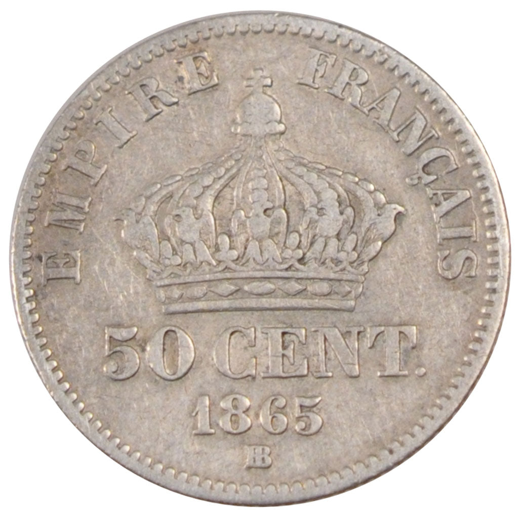 Second Empire, 50 Centimes Napoléon III tête laurée