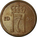 Coin, Norway, Haakon VII, 2 Öre, 1954, EF(40-45), Bronze, KM:399