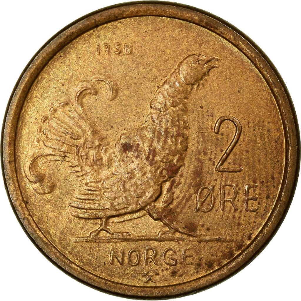 Moneda, Noruega, Olav V, 2 Öre, 1959, MBC, Bronce, KM:410
