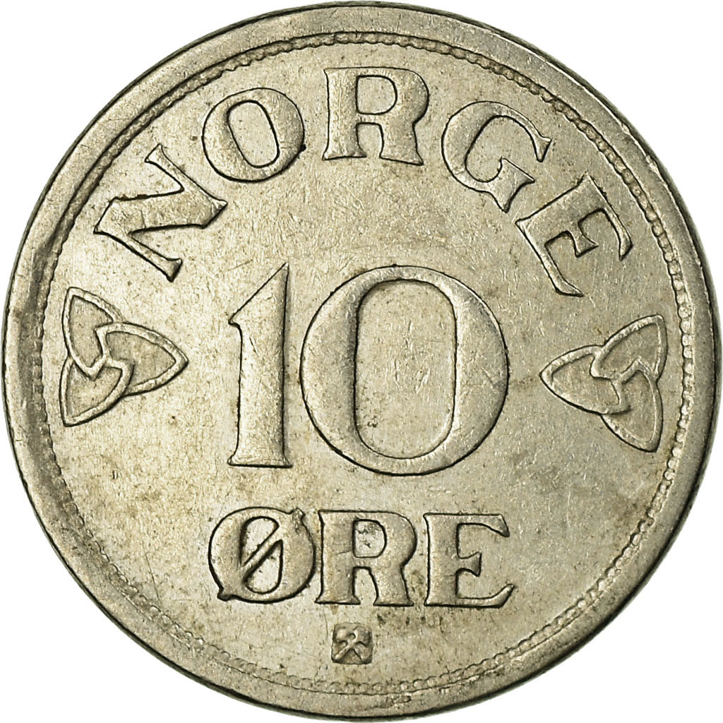 Munten, Noorwegen, Haakon VII, 10 Öre, 1955, ZF, Copper-nickel, KM:396