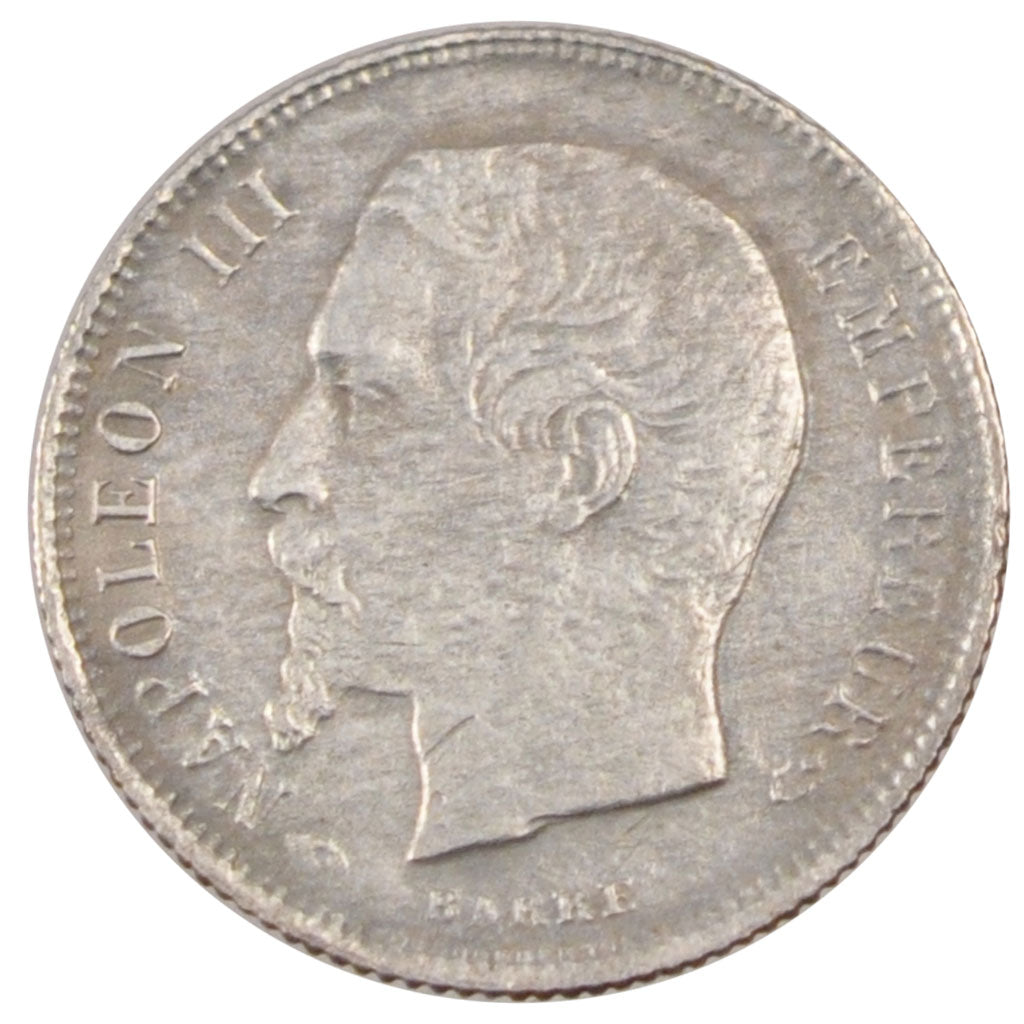 FRANCE, 50 Centimes, 1858, Paris, VF(30-35), Silver, Gadoury #414, 2.07