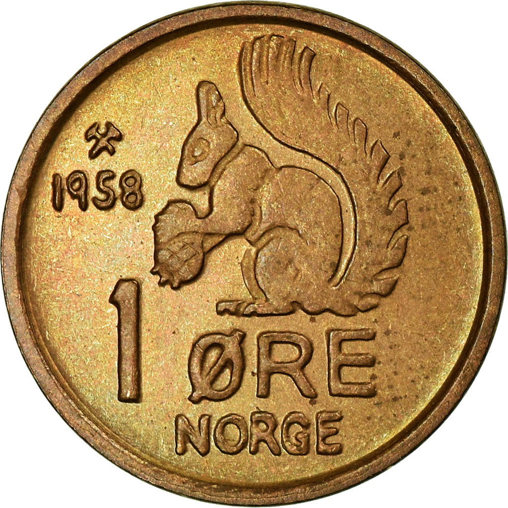 Coin, Norway, Olav V, Ore, 1958, EF(40-45), Bronze, KM:403