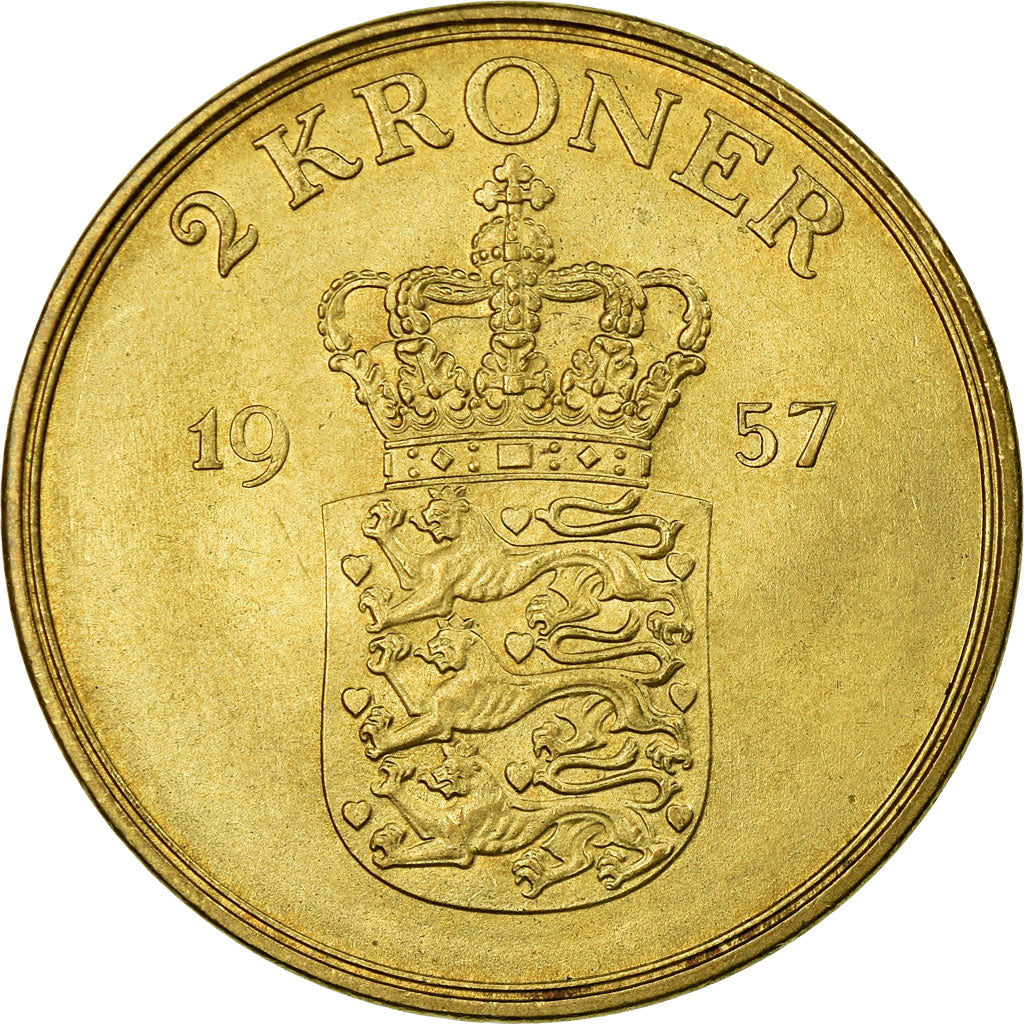Coin, Denmark, Frederik IX, 2 Kroner, 1957, Copenhagen, EF(40-45)