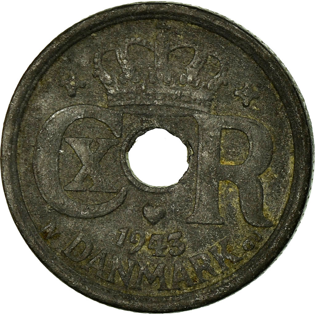 Monnaie, Danemark, Christian X, 10 Öre, 1943, Copenhagen, TB+, Zinc, KM:822.2a