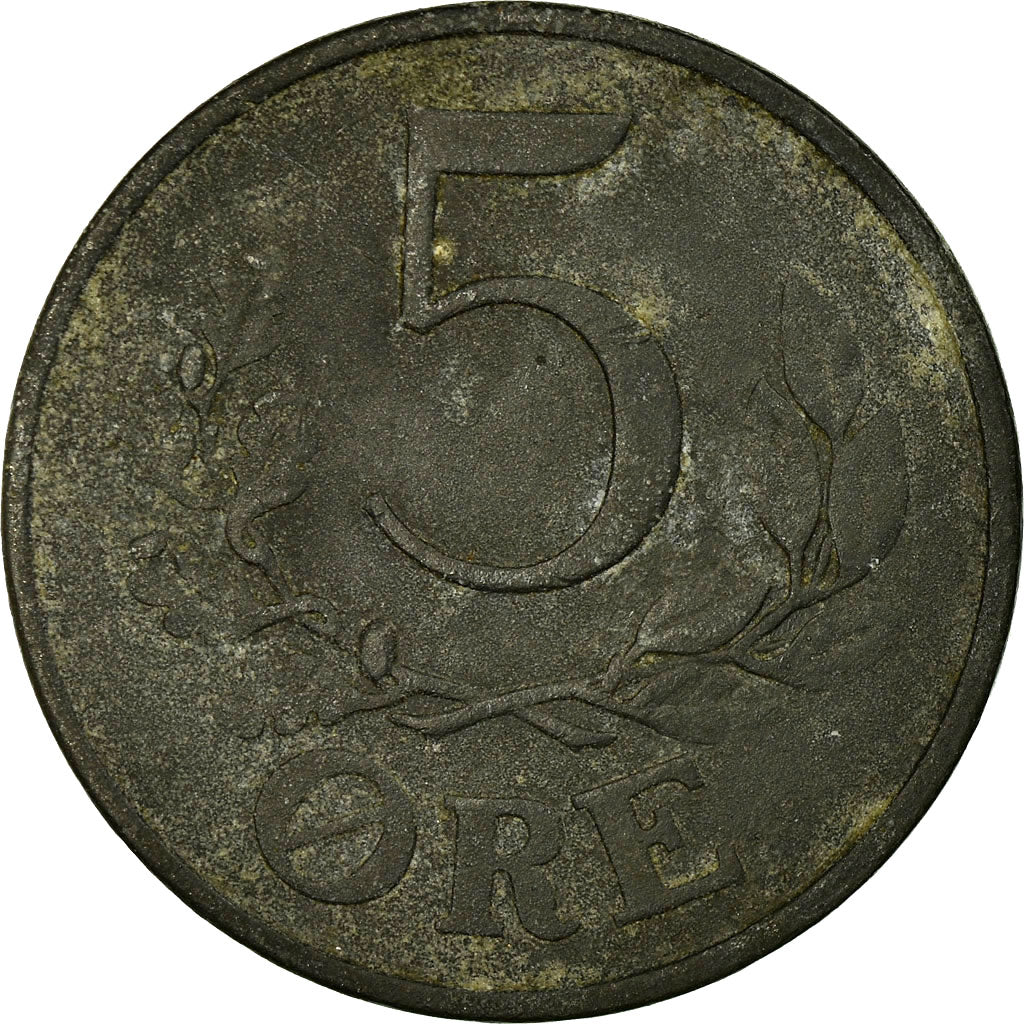 Munten, Denemarken, Christian X, 5 Öre, 1942, Copenhagen, FR+, Zinc, KM:834a