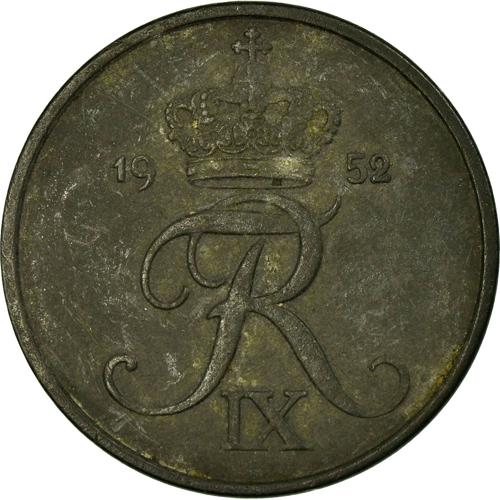 Munten, Denemarken, Frederik IX, 5 Öre, 1952, Copenhagen, FR+, Zinc, KM:843.1