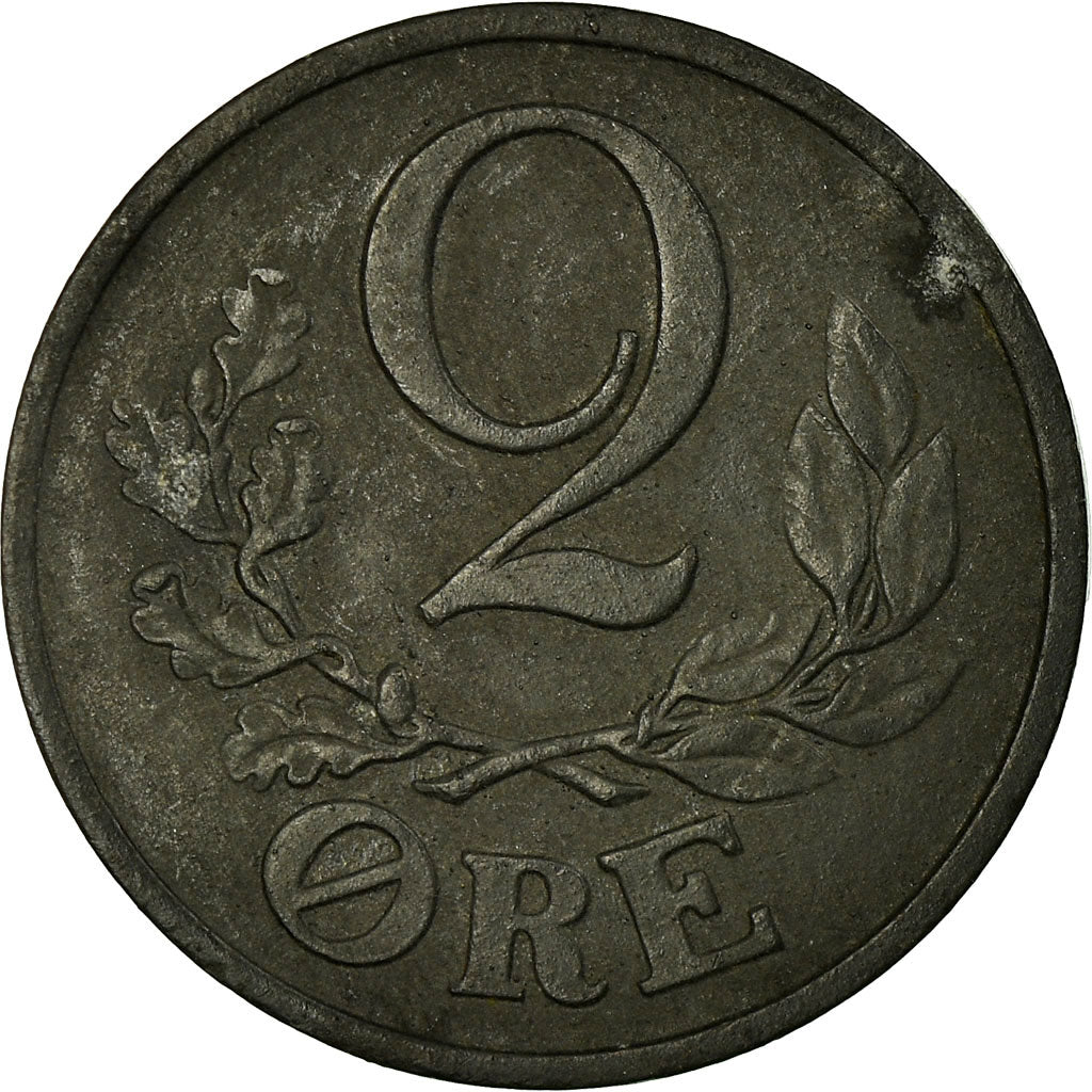 Moneta, Danimarca, Christian X, 2 Öre, 1942, Copenhagen, MB+, Zinco, KM:833a