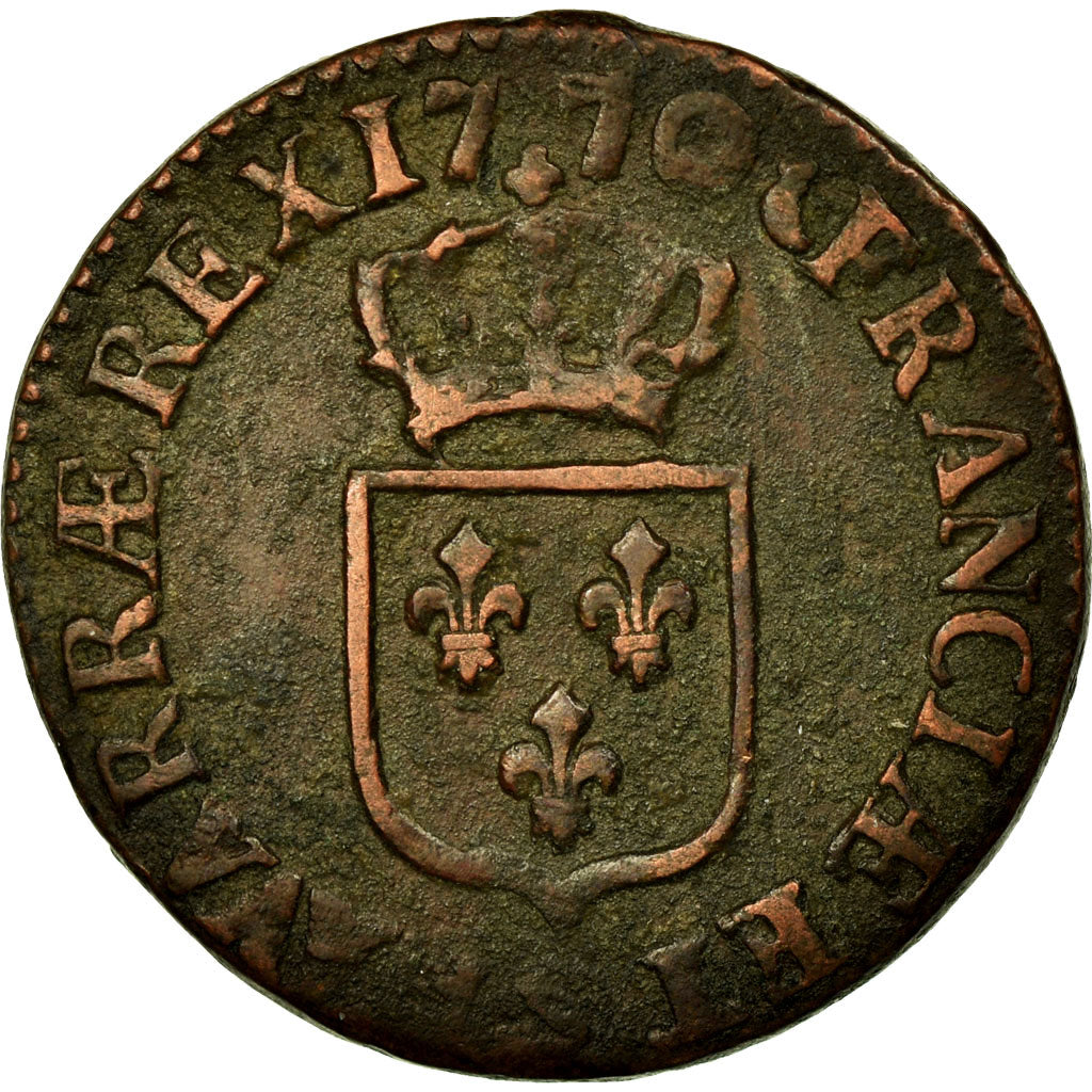 Coin, France, Louis XV, Demi sol à la vieille tête, 1/2 Sol, 1770, Reims