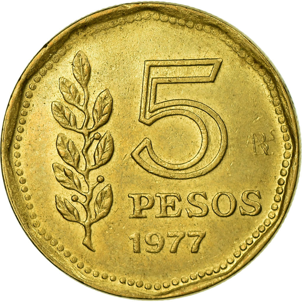 Coin, Argentina, 5 Pesos, 1977, EF(40-45), Aluminum-Bronze, KM:73