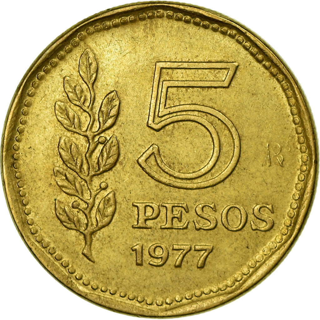 Coin, Argentina, 5 Pesos, 1977, EF(40-45), Aluminum-Bronze, KM:71