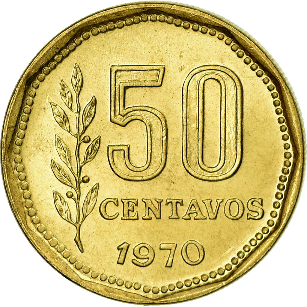 Coin, Argentina, 50 Centavos, 1970, AU(55-58), Aluminum-Bronze, KM:68