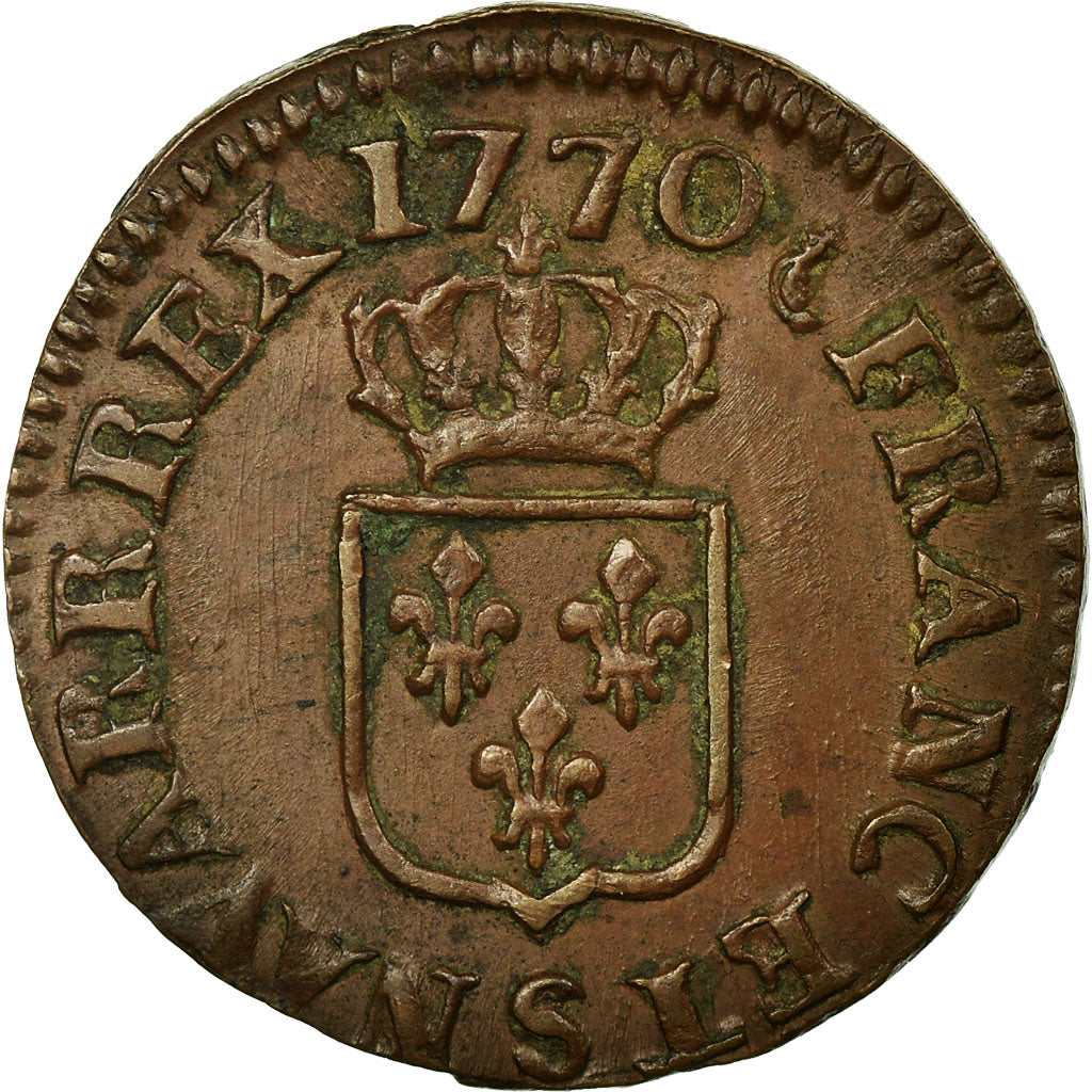 Coin, France, Louis XV, Liard à la vieille tête, Liard, 1770, Reims