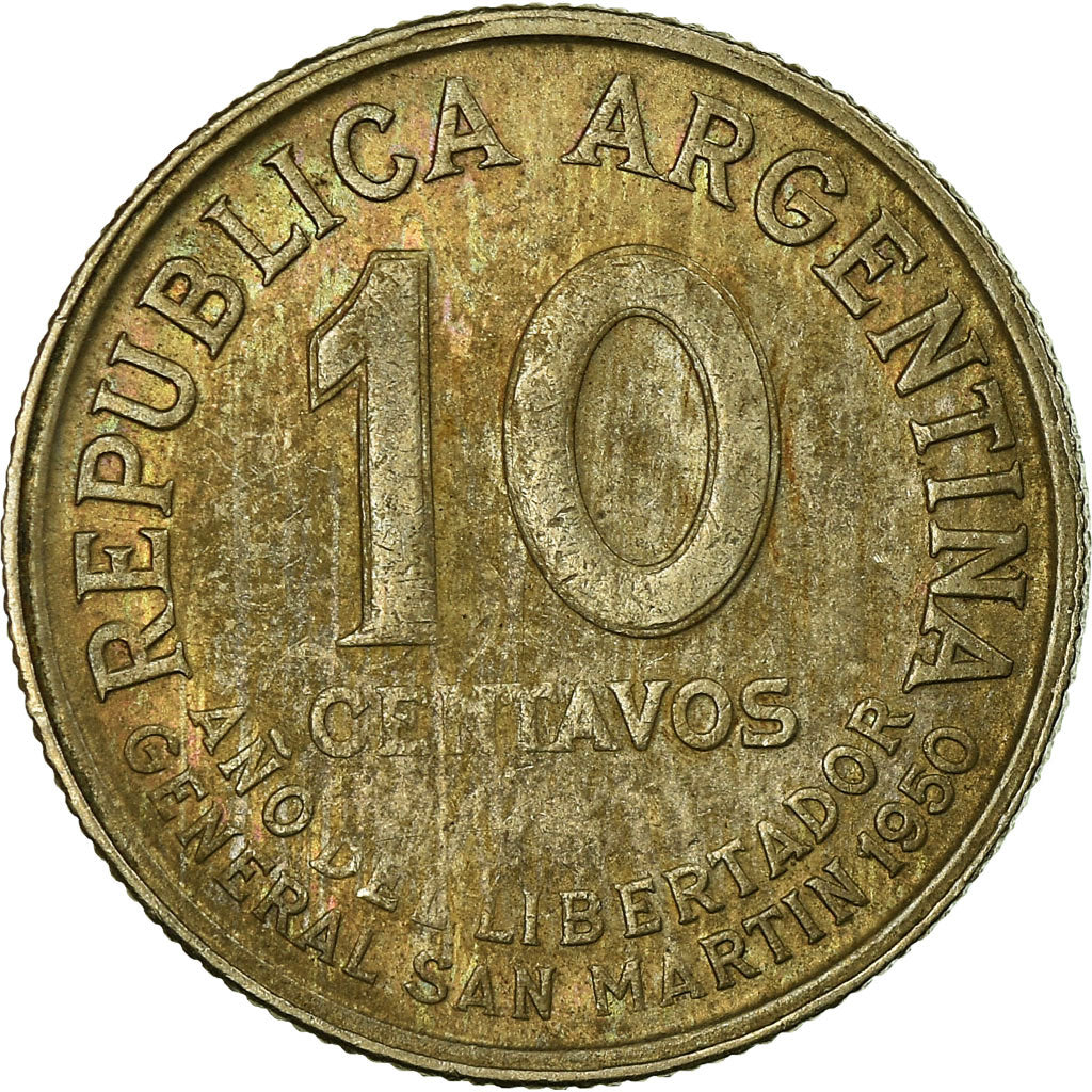 Coin, Argentina, 10 Centavos, 1950, VF(30-35), Copper-nickel, KM:44