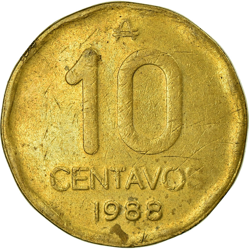 Moeda, Argentina, 10 Centavos, 1988, VF(30-35), Latão, KM:98
