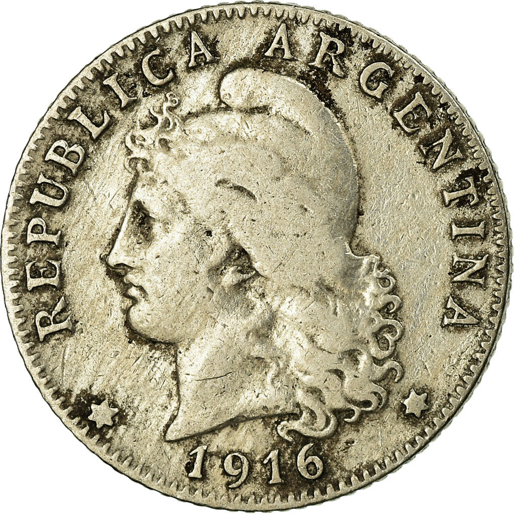Coin, Argentina, 20 Centavos, 1916, VF(20-25), Copper-nickel, KM:36