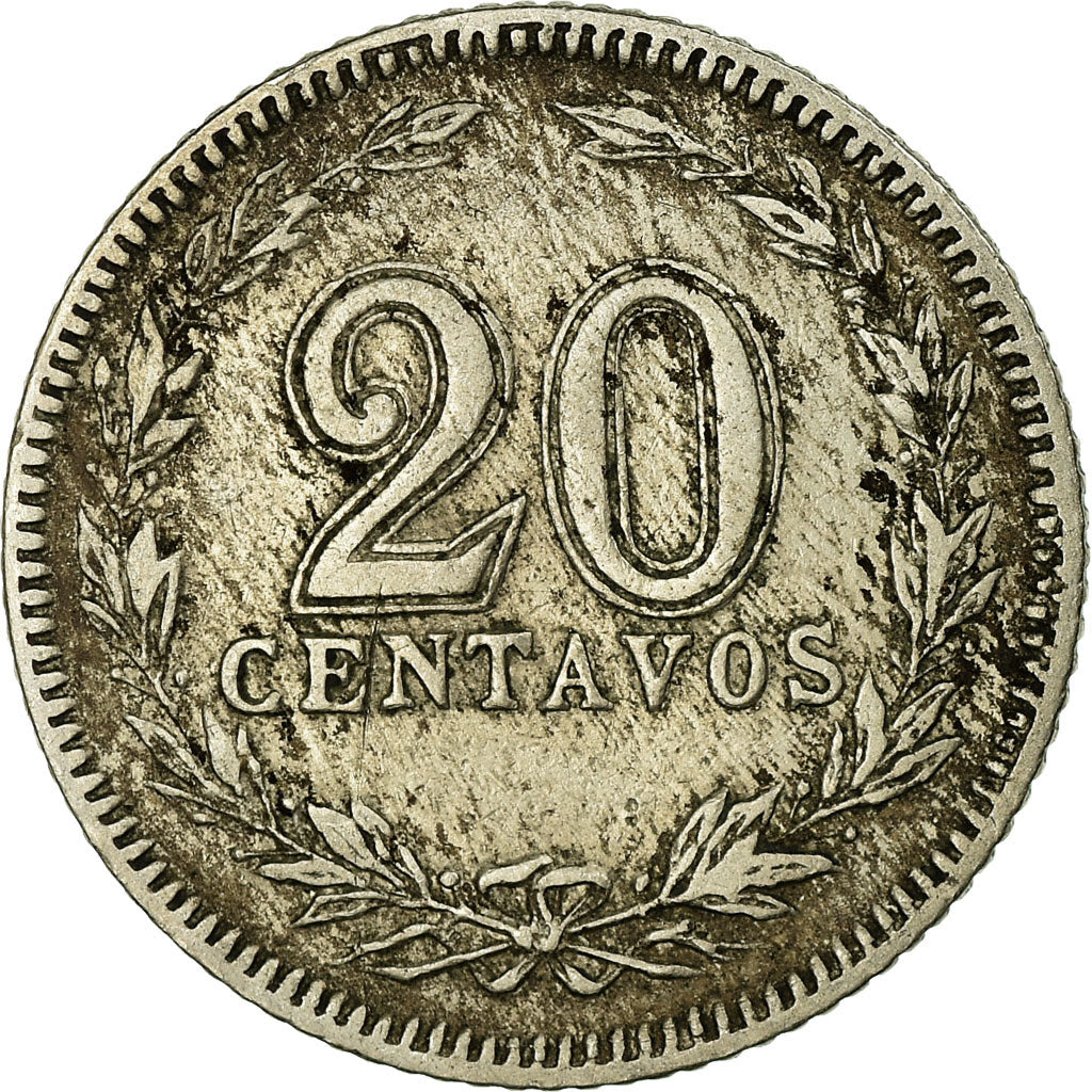 Coin, Argentina, 20 Centavos, 1916, VF(20-25), Copper-nickel, KM:36