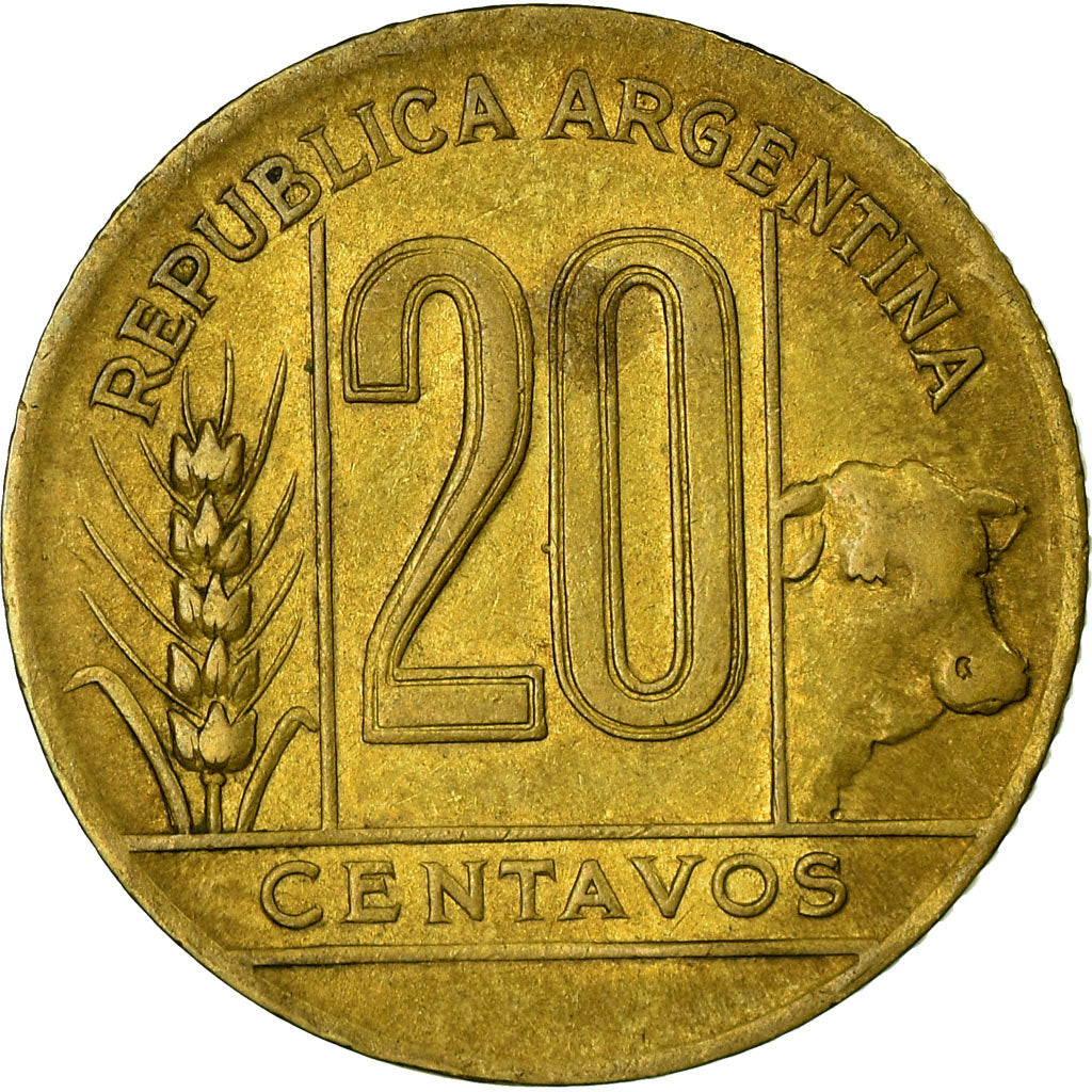 Coin, Argentina, 20 Centavos, 1943, VF(30-35), Aluminum-Bronze, KM:42