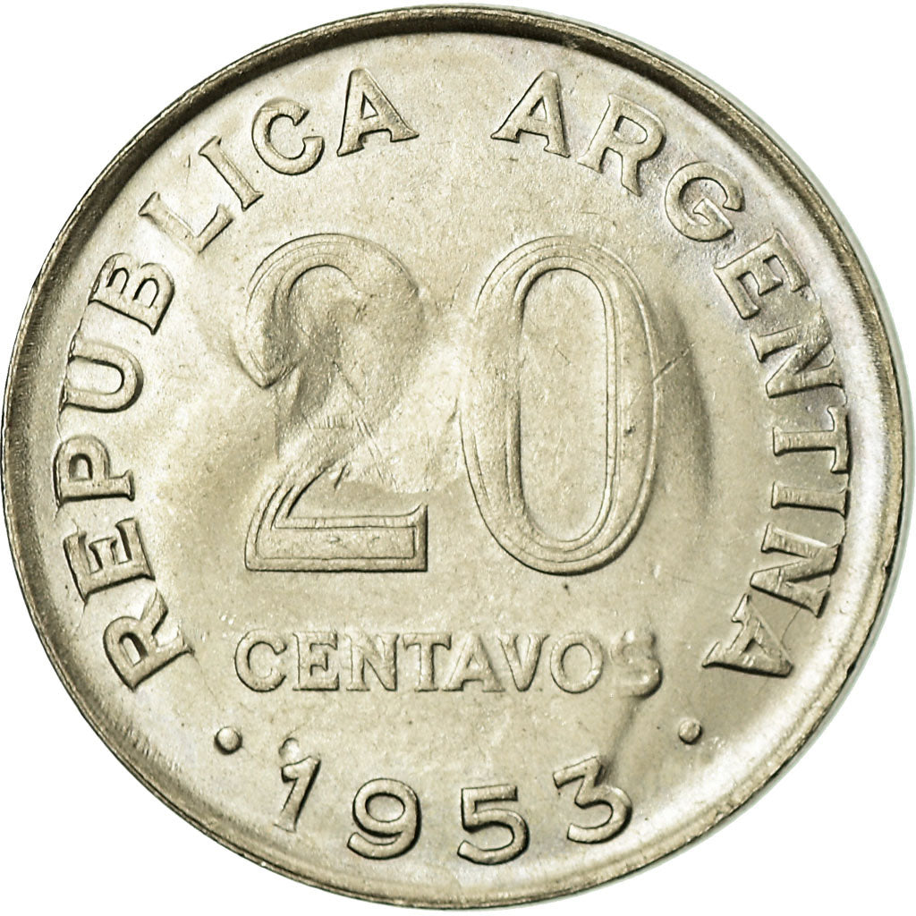 Monnaie, Argentine, 20 Centavos, 1953, TTB, Nickel Clad Steel, KM:48a
