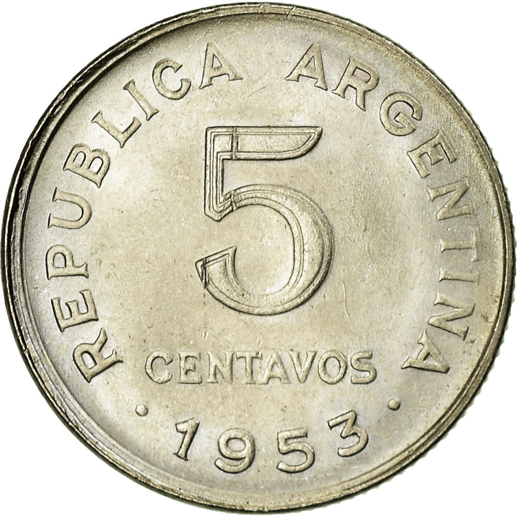 Coin, Argentina, 5 Centavos, 1953, AU(55-58), Copper-nickel, KM:46