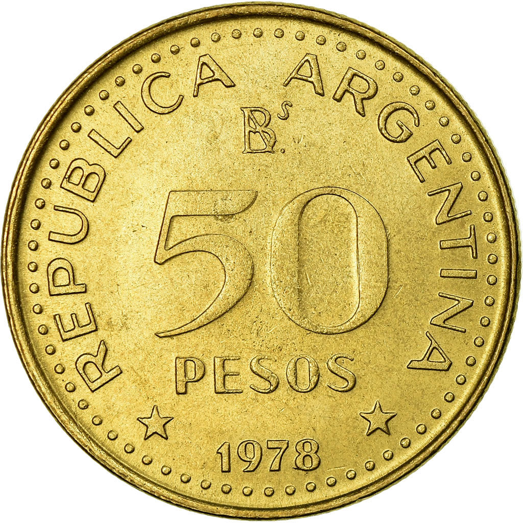 Moneta, Argentina, 50 Pesos, 1978, AU(55-58), Aluminium-Brąz, KM:81