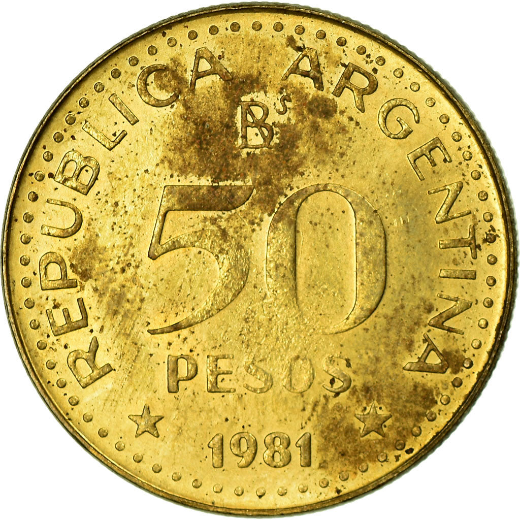Coin, Argentina, 50 Pesos, 1981, EF(40-45), Brass Clad Steel, KM:83a