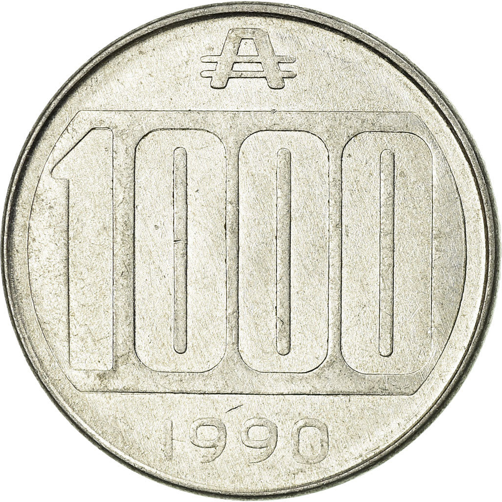 Coin, Argentina, 1000 Australes, 1990, EF(40-45), Aluminum, KM:105