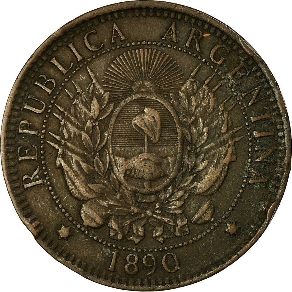 Coin, Argentina, 2 Centavos, 1890, VF(20-25), Bronze, KM:33