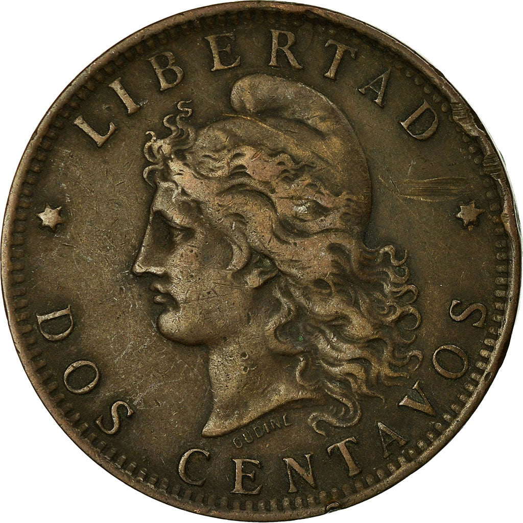 Coin, Argentina, 2 Centavos, 1890, VF(20-25), Bronze, KM:33