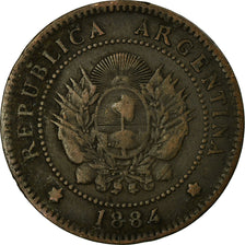 Moneta, Argentina, Centavo, 1884, MB, Bronzo, KM:32
