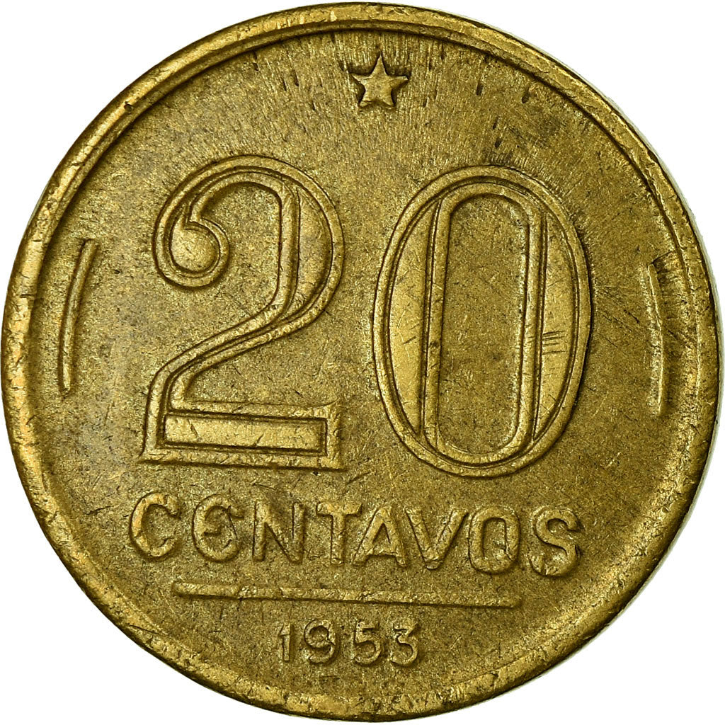 Coin, Brazil, 20 Centavos, 1953, EF(40-45), Aluminum-Bronze, KM:562