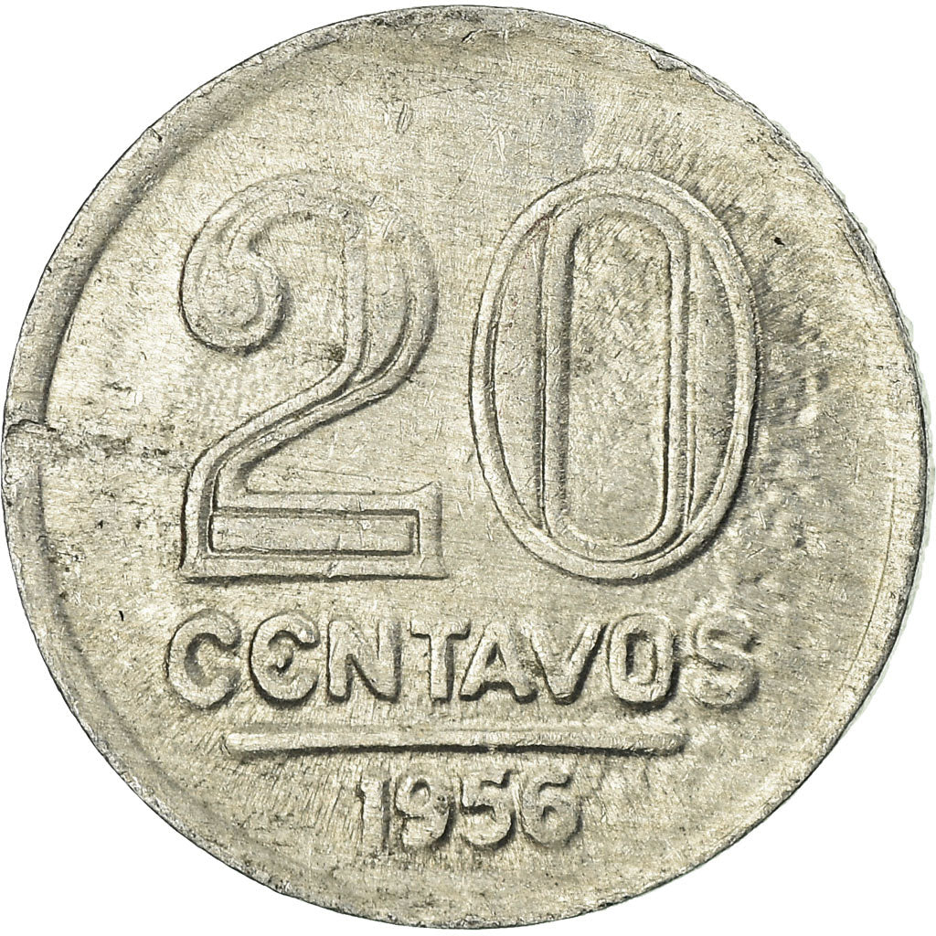 Coin, Brazil, 20 Centavos, 1956, VF(30-35), Aluminum, KM:565