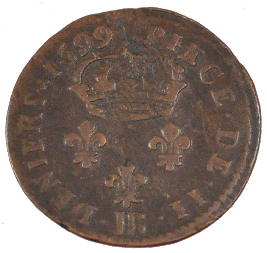 FRANCE, Deux deniers de Strasbourg, 2 Deniers, 1699, Strasbourg, KM #309,...