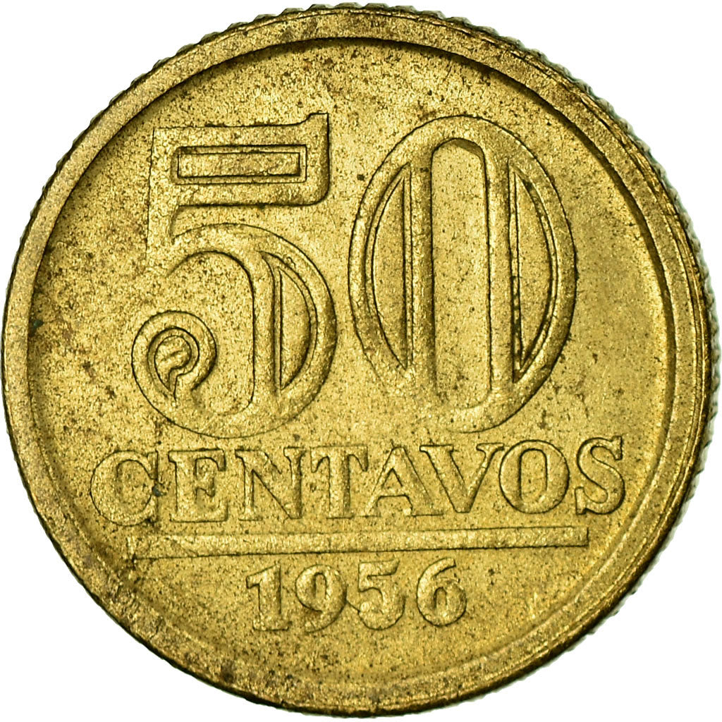 Coin, Brazil, 50 Centavos, 1956, EF(40-45), Aluminum-Bronze, KM:566