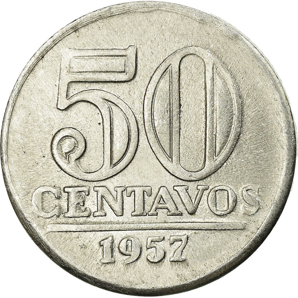 Coin, Brazil, 50 Centavos, 1957, EF(40-45), Aluminum, KM:569