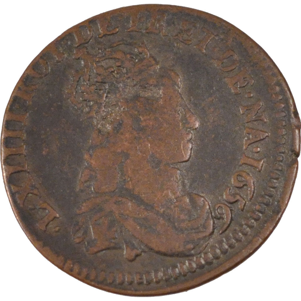FRANCE, Liard de France au buste juvénile, deuxième type, Liard, 1656, Limoges,