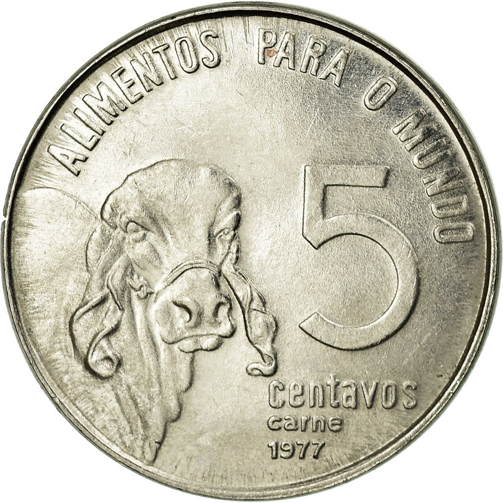 Coin, Brazil, 5 Centavos, 1977, EF(40-45), Stainless Steel, KM:587.1