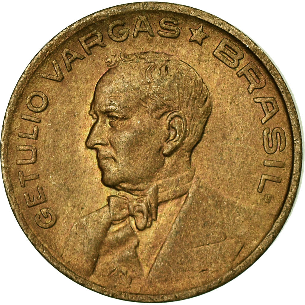 Coin, Brazil, 10 Centavos, 1942, EF(40-45), Copper-nickel, KM:555