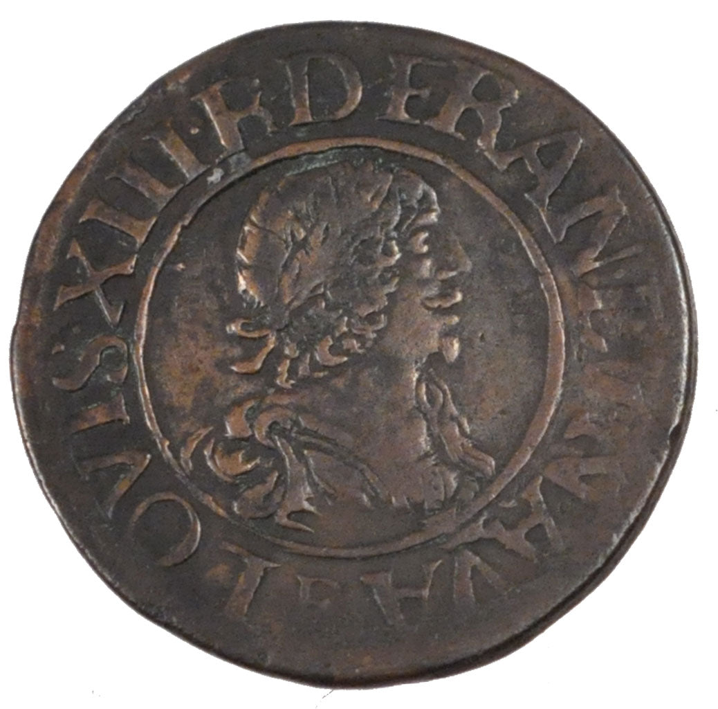FRANCE, Double tournois, buste laurée et drapé, Double Tournois, 1638, Tours, KM